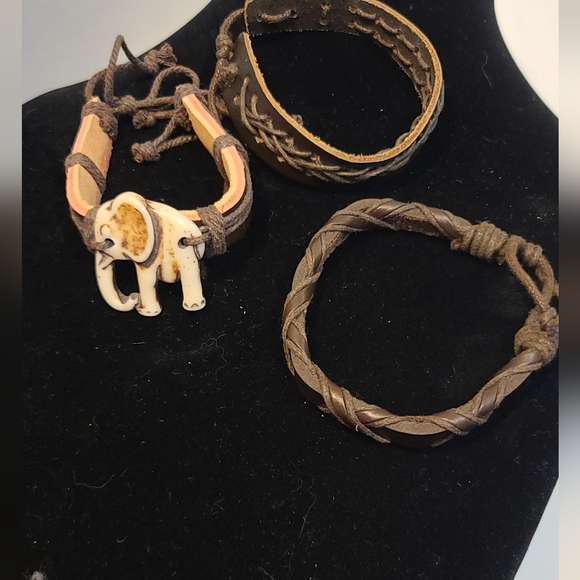 3 leather adjustable bracelets up to 7" ish - Picture 3 of 4